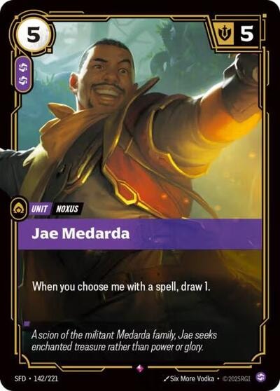 Jae Medarda Foil SFD #142/221 (Near Mint Rare) Riftbound: League of Legends Trading Card Game: Spiritforged