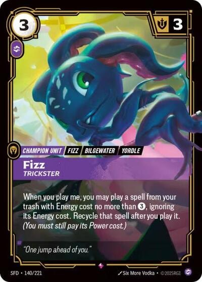 Fizz - Trickster Foil SFD #140/221 (Near Mint Rare) Riftbound: League of Legends Trading Card Game: Spiritforged