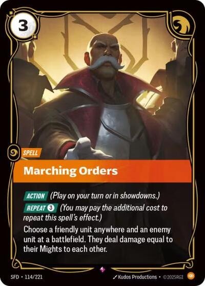 Marching Orders Foil SFD #114/221 (Near Mint Rare) Riftbound: League of Legends Trading Card Game: Spiritforged
