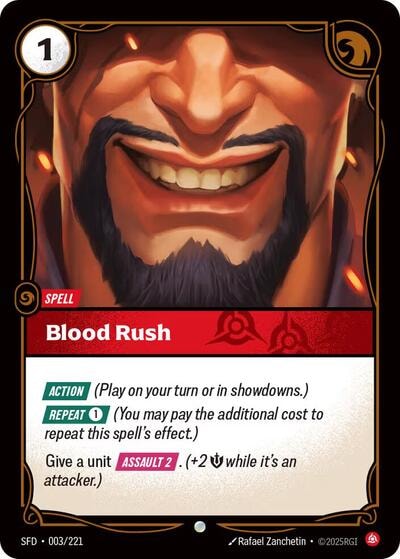 Blood Rush Foil SFD #003/221 (Near Mint Common) Riftbound: League of Legends Trading Card Game: Spiritforged