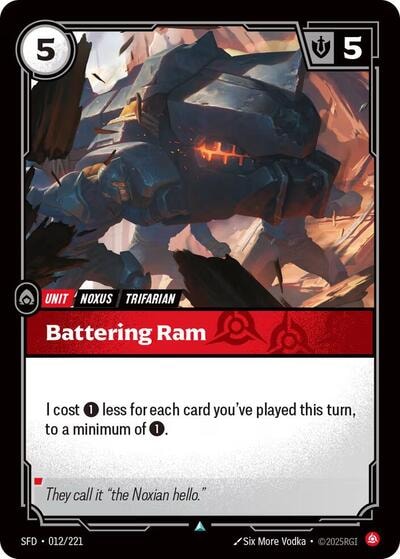 Battering Ram Foil SFD #012/221 (Near Mint Uncommon) Riftbound: League of Legends Trading Card Game: Spiritforged