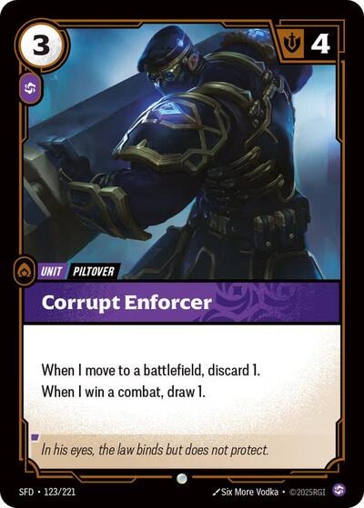 Corrupt Enforcer Foil SFD #123/221 (Near Mint Common) Riftbound: League of Legends Trading Card Game: Spiritforged