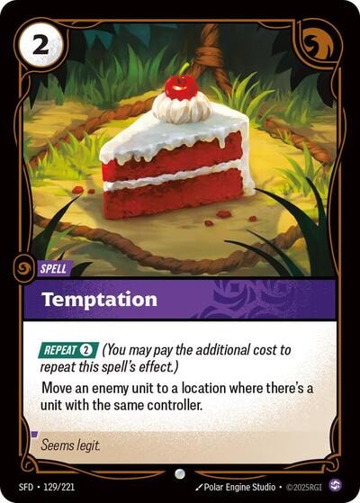 Temptation Foil SFD #129/221 (Near Mint Common) Riftbound: League of Legends Trading Card Game: Spiritforged