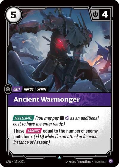 Ancient Warmonger Foil SFD #131/221 (Near Mint Uncommon) Riftbound: League of Legends Trading Card Game: Spiritforged