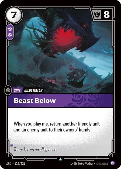 Beast Below Foil SFD #132/221 (Near Mint Uncommon) Riftbound: League of Legends Trading Card Game: Spiritforged