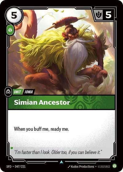 Simian Ancestor Foil SFD #047/221 (Near Mint Uncommon) Riftbound: League of Legends Trading Card Game: Spiritforged