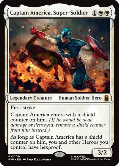 Captain America Super Soldier MSH #9 (Near Mint Mythic Rare) Magic: The Gathering: Marvel Super Heroes