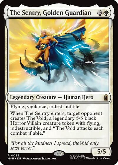 The Sentry, Golden Guardian MSH #35 (Near Mint Rare) Magic: The Gathering: Marvel Super Heroes