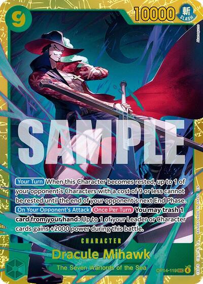 Dracule Mihawk OP14 119 Foil OP14 #OP14-119 (Near Mint SEC) One Piece Card Game: The Azure Sea's Seven