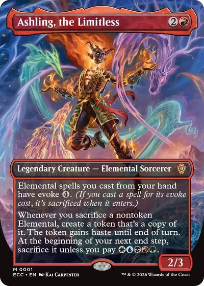 Ashling the Limitless Borderless Foil ECC #1 (Near Mint Mythic Rare) Magic: The Gathering: Commander: Lorwyn Eclipsed
