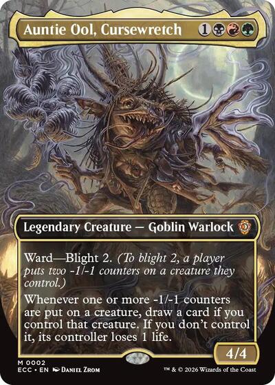Auntie Ool Cursewretch Borderless Foil ECC #2 (Near Mint Mythic Rare) Magic: The Gathering: Commander: Lorwyn Eclipsed