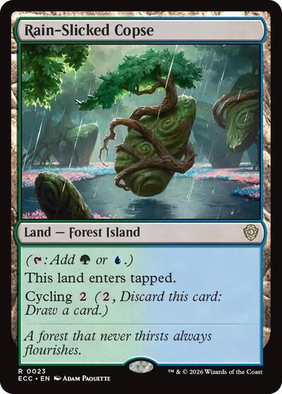 Rain Slicked Copse ECC #23 (Near Mint Rare) Magic: The Gathering: Commander: Lorwyn Eclipsed