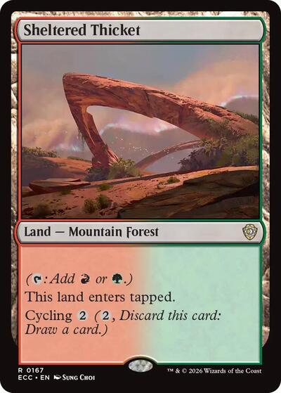 Sheltered Thicket ECC #167 (Near Mint Rare) Magic: The Gathering: Commander: Lorwyn Eclipsed