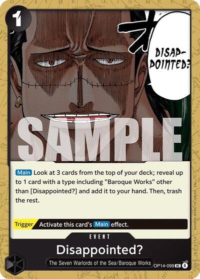 Disappointed OP14 #OP14-099 (Near Mint Uncommon) One Piece Card Game: The Azure Sea's Seven