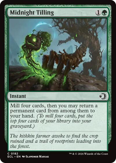 Midnight Tilling ECL #182 (Near Mint Common) Magic: The Gathering: Lorwyn Eclipsed