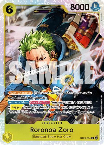 Roronoa Zoro Foil ST-29 #ST29-014 (Near Mint Secret Rare) One Piece Card Game: Starter Deck 29: Egghead
