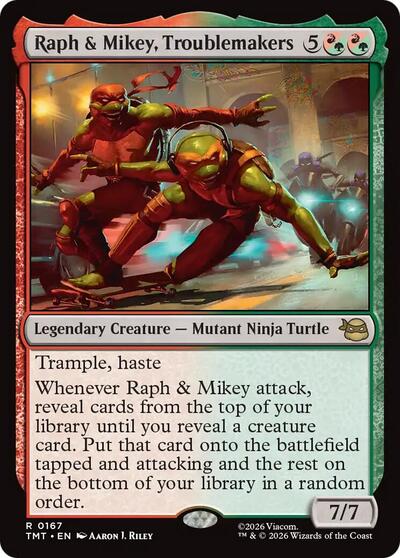 Raph and Mikey Troublemakers TMT #167 (Near Mint Rare) Magic: The Gathering: Teenage Mutant Ninja Turtles