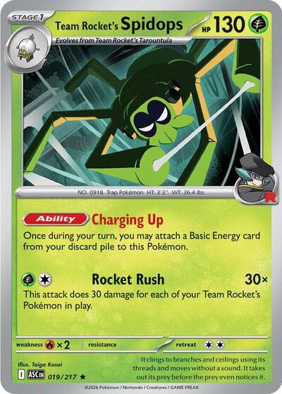 Team Rockets Spidops Holofoil ASC #019/217 (Near Mint Rare) Pokemon: ME: Ascended Heroes