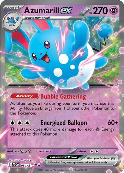 Azumarill ex Holofoil ASC #084/217 (Near Mint Double Rare) Pokemon: ME: Ascended Heroes