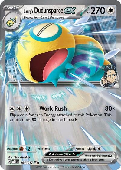 Larry's Dudunsparce ex Holofoil ASC #164/217 (Near Mint Double Rare) Pokemon: ME: Ascended Heroes