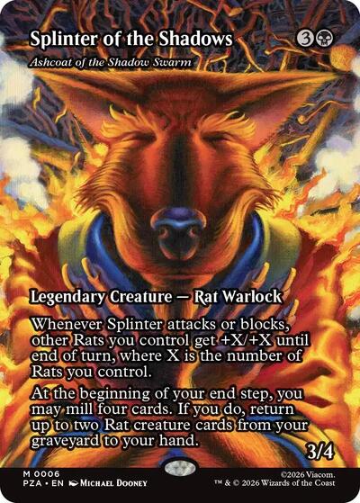 Splinter of the Shadows Ashcoat of the Shadow Swarm Borderless PZA #6 (Near Mint Mythic Rare) Magic: The Gathering: Teenage Mutant Ninja Turtles Source Material