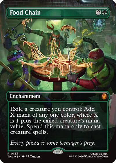 Food Chain (Borderless) Foil TMC #133 (Near Mint Promo) Magic: The Gathering: Commander: Teenage Mutant Ninja Turtles