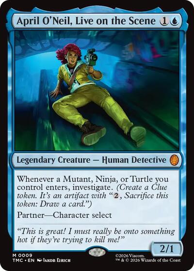 April O'Neil, Live on the Scene TMC #9 (Near Mint Mythic Rare) Magic: The Gathering: Commander: Teenage Mutant Ninja Turtles