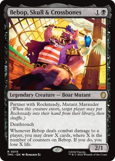 Bebop, Skull & Crossbones TMC #15 (Near Mint Rare) Magic: The Gathering: Commander: Teenage Mutant Ninja Turtles