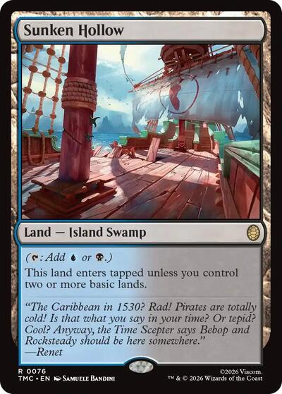 Sunken Hollow TMC #76 (Near Mint Rare) Magic: The Gathering: Commander: Teenage Mutant Ninja Turtles