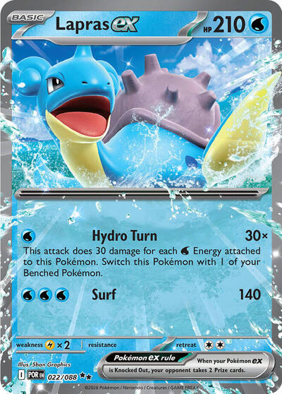 Lapras ex Holofoil POR #022/088 (Near Mint Double Rare) Pokemon: ME03: Perfect Order