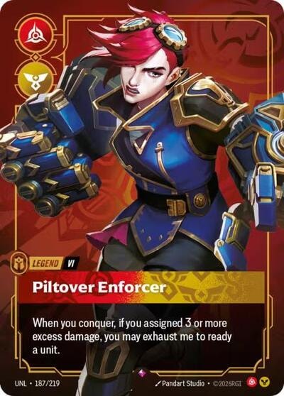 Vi - Piltover Enforcer Foil UNL #187/219 (Near Mint Rare) Riftbound: League of Legends Trading Card Game: Unleashed
