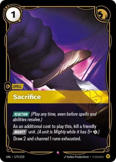 Sacrifice Foil UNL #173/219 (Near Mint Rare) Riftbound: League of Legends Trading Card Game: Unleashed