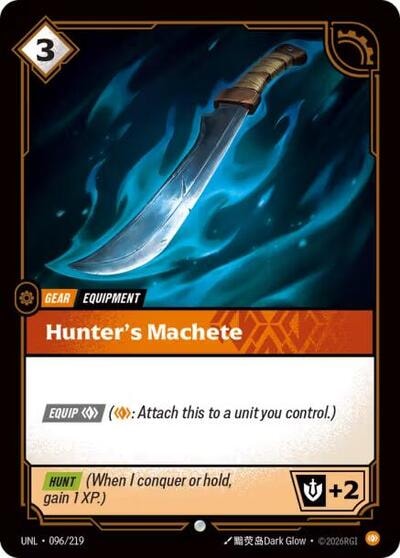 Hunter's Machete Foil UNL #096/219 (Near Mint Common) Riftbound: League of Legends Trading Card Game: Unleashed
