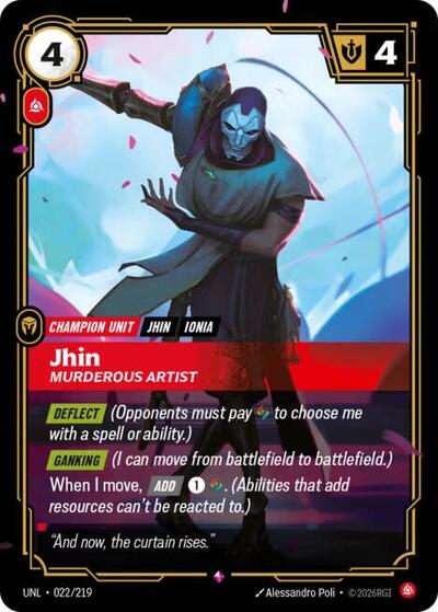 Jhin - Murderous Artist Foil UNL #022/219 (Near Mint Rare) Riftbound: League of Legends Trading Card Game: Unleashed
