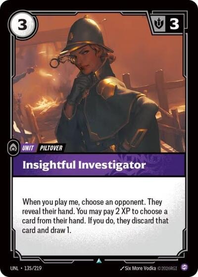 Insightful Investigator Foil UNL #135/219 (Near Mint Uncommon) Riftbound: League of Legends Trading Card Game: Unleashed