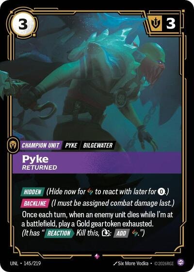 Pyke - Returned Foil UNL #145/219 (Near Mint Rare) Riftbound: League of Legends Trading Card Game: Unleashed