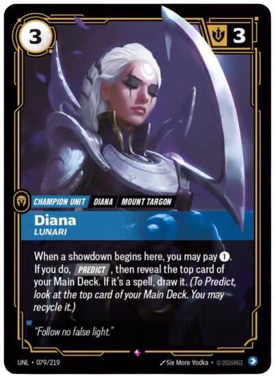 Diana - Lunari Foil UNL #079/219 (Near Mint Rare) Riftbound: League of Legends Trading Card Game: Unleashed