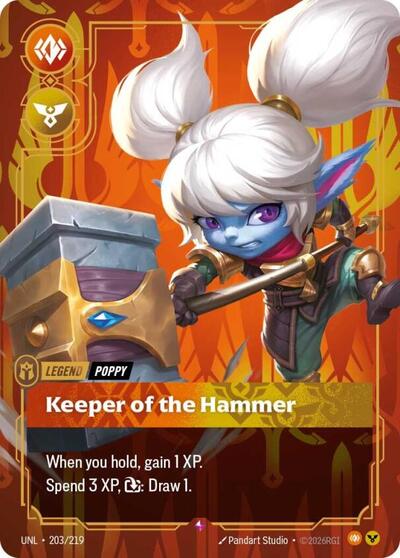 Poppy - Keeper of the Hammer Foil UNL #203/219 (Near Mint Rare) Riftbound: League of Legends Trading Card Game: Unleashed