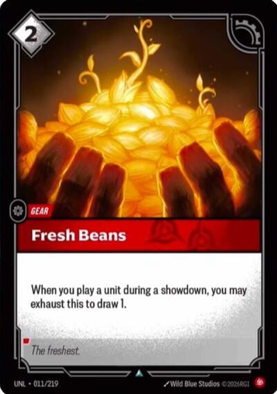 Fresh Beans Foil UNL #011/219 (Near Mint Uncommon) Riftbound: League of Legends Trading Card Game: Unleashed