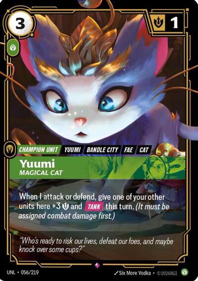 Yuumi - Magical Cat Foil UNL #056/219 (Near Mint Rare) Riftbound: League of Legends Trading Card Game: Unleashed