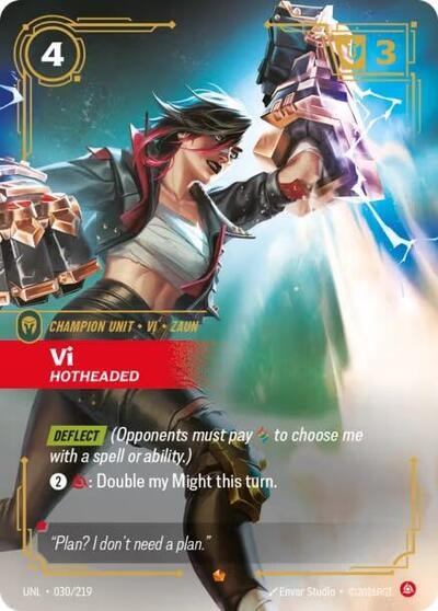 Vi - Hotheaded Foil UNL #030/219 (Near Mint Epic) Riftbound: League of Legends Trading Card Game: Unleashed