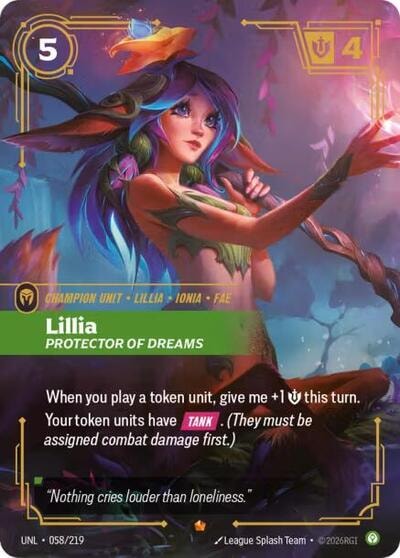 Lillia - Protector of Dreams Foil UNL #058/219 (Near Mint Epic) Riftbound: League of Legends Trading Card Game: Unleashed