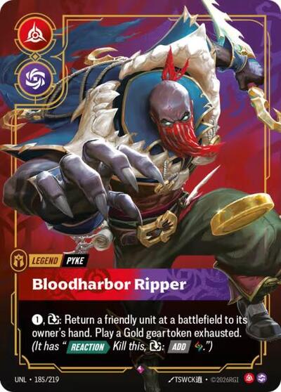 Pyke - Bloodharbor Ripper Foil UNL #185/219 (Near Mint Rare) Riftbound: League of Legends Trading Card Game: Unleashed