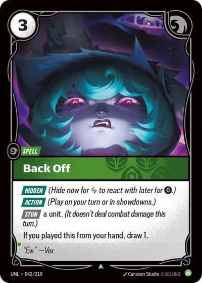Back Off Unleashed UNL #042/219 (Uncommon) Riftbound: League of Legends Trading Card Game: