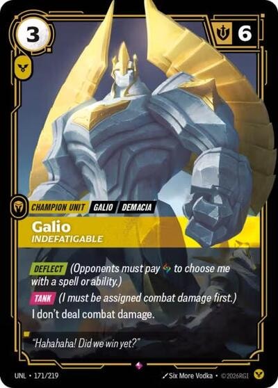Galio - Indefatigable Foil UNL #171/219 (Near Mint Rare) Riftbound: League of Legends Trading Card Game: Unleashed