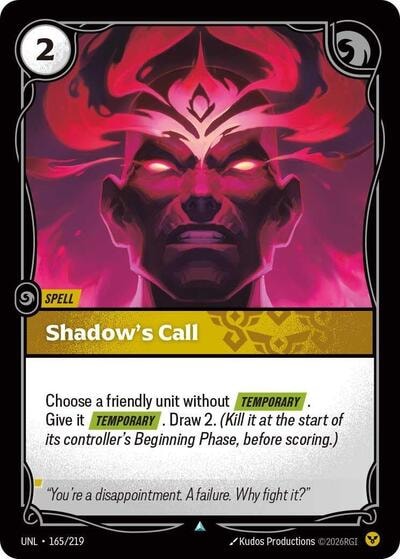 Shadow's Call Foil UNL #165/219 (Near Mint Uncommon) Riftbound: League of Legends Trading Card Game: Unleashed