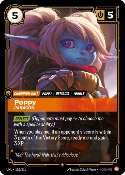 Poppy - Paragon Foil UNL #116/219 (Near Mint Rare) Riftbound: League of Legends Trading Card Game: Unleashed