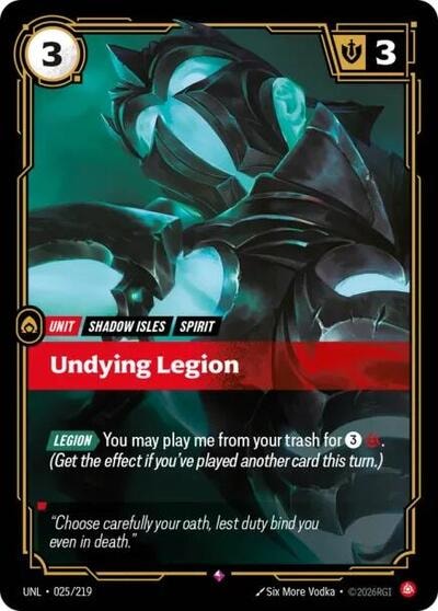 Undying Legion Foil UNL #025/219 (Near Mint Rare) Riftbound: League of Legends Trading Card Game: Unleashed