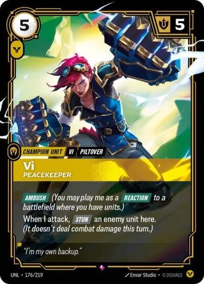 Vi - Peacekeeper Foil UNL #176/219 (Near Mint Rare) Riftbound: League of Legends Trading Card Game: Unleashed