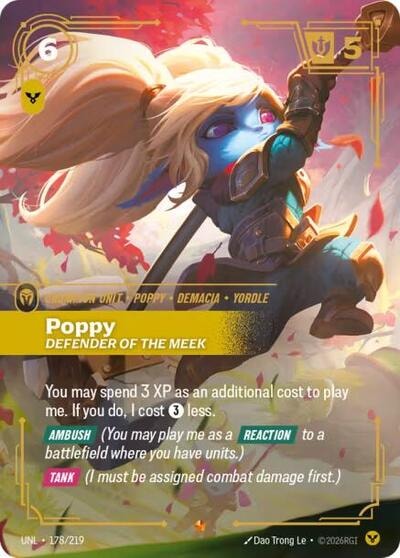 Poppy - Defender of the Meek Foil UNL #178/219 (Near Mint Epic) Riftbound: League of Legends Trading Card Game: Unleashed